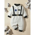 thumbnail image 2 of Elippeo Toddler Boys Girls Rompers Astronaut Style Patch Patchwork Snap Closure Long Sleeve Kids Jumpsuits Fall Clothes Bodysuits 9 12 18 24 Months 3 4 Years, 2 of 9