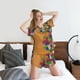 thumbnail image 5 of Fotbe Colorful Building Blocks A Conjunto de Pijama Estampado para Mujer, 2 Piezas, Ropa de Dormir con Camiseta de Manga Corta y Shorts Suaves-XX-Large, 5 of 6
