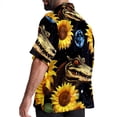 thumbnail image 3 of Crocodile Starry Sky Sunflower Men's Short Sleeve Hawaiian Shirt Button Down Poplin Beach Casual Printed Unisex Summer Tops, 3 of 6