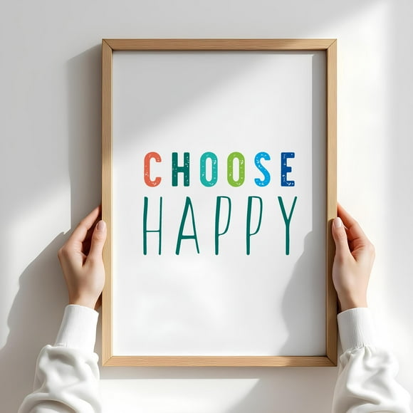 MoritanX Choose Happy, happy quote, inspire happiness home decor, california art, colorful, art print, life quote