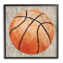 Stupell Industries Rustic Sports Basketball Abstract Painting Black Framed Art Print Wall Art, 17 x 17