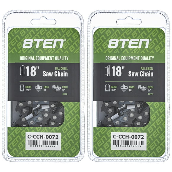 Full Chisel Chainsaw Chain 18 inch .050 3/8 66DL for Echo Stihl Poulan 2 Pack 810-CCC2294H