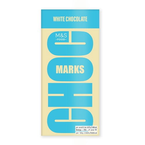 M&S Choc Marks White Chocolate Bar 180g, British Import (Pack of 3)