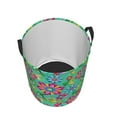 thumbnail image 3 of Balery Vector Mexican Otomi Style Bright Round Laundry Basket with Handles Waterproof Freestanding Laundry Hamper for Clothes Toys in the Dorm and Family-Small, 3 of 8