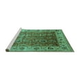 thumbnail image 2 of Ahgly Company Machine Washable Indoor Round Oriental Turquoise Blue Traditional Area Rugs, 5' Round, 2 of 4