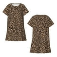 thumbnail image 6 of Hirioo Brown Leopard for Women's Nightdress Comfortable Short Sleeve Nightwear Casual Sleep Dress, 6 of 8