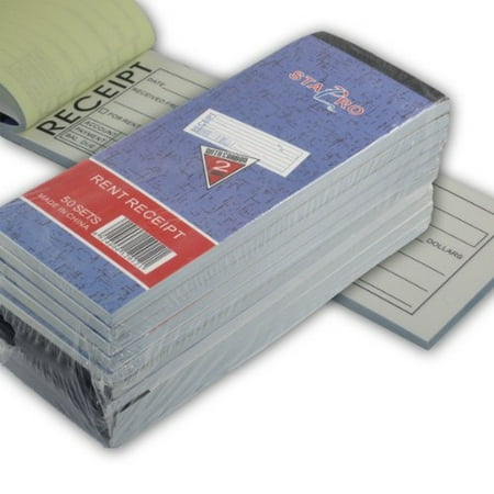 50 Pack: Rent Receipt Book Carbonless Copy Duplicate 2 parts 50 Sets 8