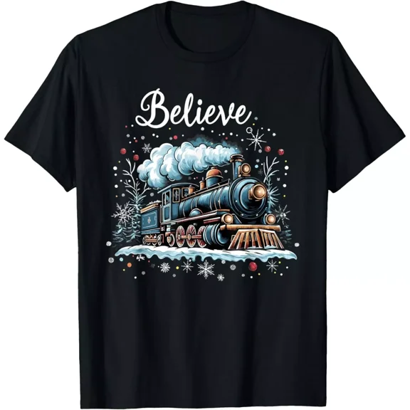 Believe Train Funny Family Polar Express Christmas Holiday Shirt, for men & women up to 5XL