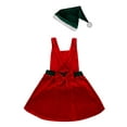 thumbnail image 4 of YEAHDOR Kids Girls Christmas Theme Party Outfit Santa Elf Costume Shiny Sequins Mesh Leotard Dress with Hat Outfit Set Red 10, 4 of 7