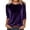 Dark Purple, variant on Women's 3/4 Sleeve Velvet Shirt - Round Neck Elegant Holiday Blouse