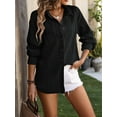 thumbnail image 5 of Womens Button Down Shirts Long Sleeve Dress Shirt Textured Collared Work Blouse Dressy Casual Tops Black S, 5 of 7