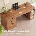 thumbnail image 6 of 55.1" Farmhouse Executive Desk with 3 Drawers and Storage Shelves, Corner Computer Desk for Home Office, 6 of 7