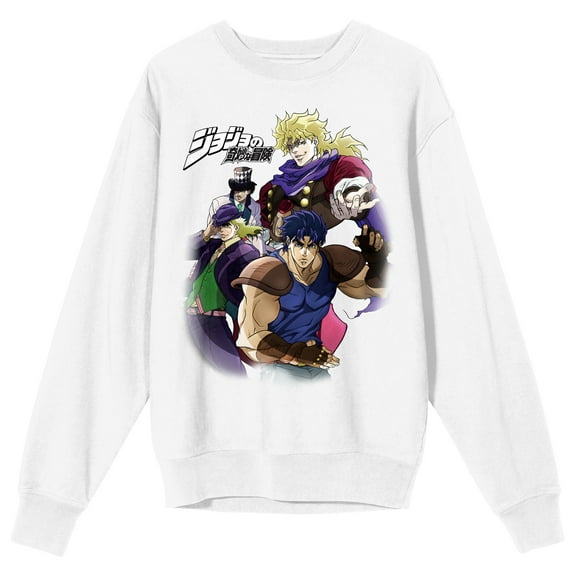 Jojo's Bizarre Adventure Colorful Character Group Crew Neck Long Sleeve White Adult Sweatshirt-3XL