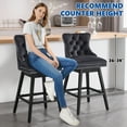 thumbnail image 5 of Tewloss 26" Swivel Bar Stools Set of 4 Velvet Counter Height Chairs for Home Kitchen Dining, Black, 5 of 8