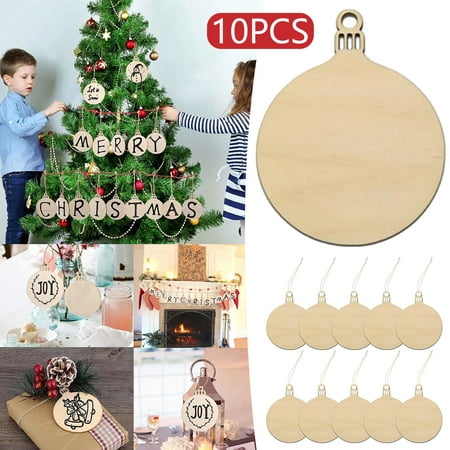 

TAIAOJING 10 Pieces Christmas Wooden Ornaments Blanks Pendants Unfinished Wood Slices Hanging for Festivals DIY Crafts Decoration