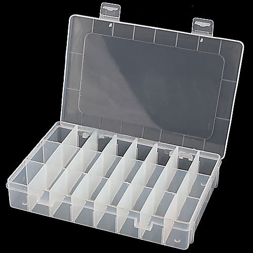 SmartBy Clear Adjustable 24-Compartment Earring Ring Jewelry Storage Box Container Case