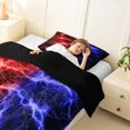 thumbnail image 3 of Homewish Red Blue Lightning Twin Comforter Sets,Aesthetic Artwork Bedding Set,Black Reversible,2 Pieces,1 Comforter and 1 Pillowcase, 3 of 7