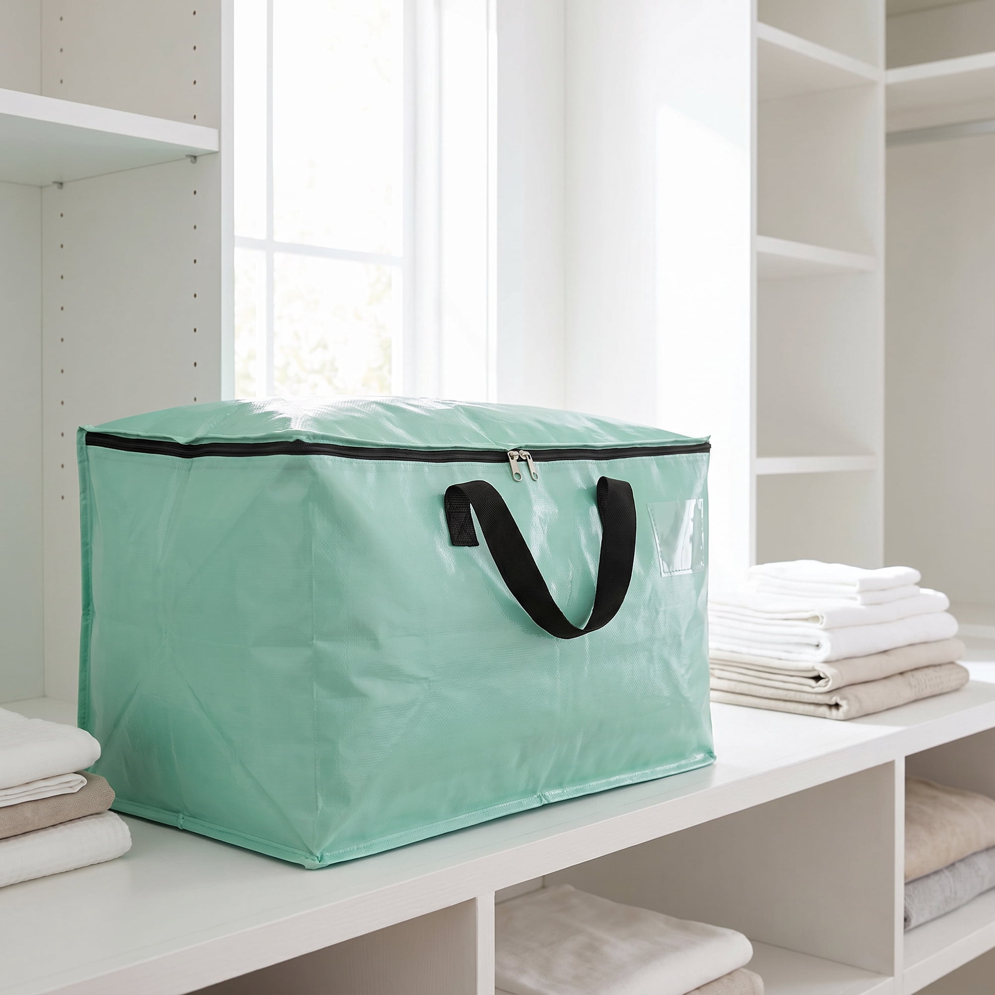 Unique Bargains Waterproof Hard-wearing Storage Duffel Bag Teal Green 27.2"x14.2"x13.8"
