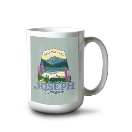 

15 fl oz Ceramic Mug Joseph Oregon Mountain and Wallowa Lake Scene Contour Dishwasher & Microwave Safe