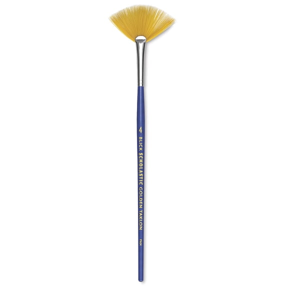 Blick Scholastic Short Handle Golden Taklon Brush - Fan, Short Handle, Size 4