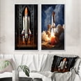 thumbnail image 1 of Designart "Reverent Rocketship I" Rocketship Framed Wall Art Set Of 2 - Coral Transportation Framed Canvas Set For Living Room Decor, 1 of 6