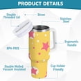 thumbnail image 2 of Yayeee 30oz Double-Wall Insulated Stainless Steel Tumbler with Handle Bottle, Yellow Stars, 2 of 8