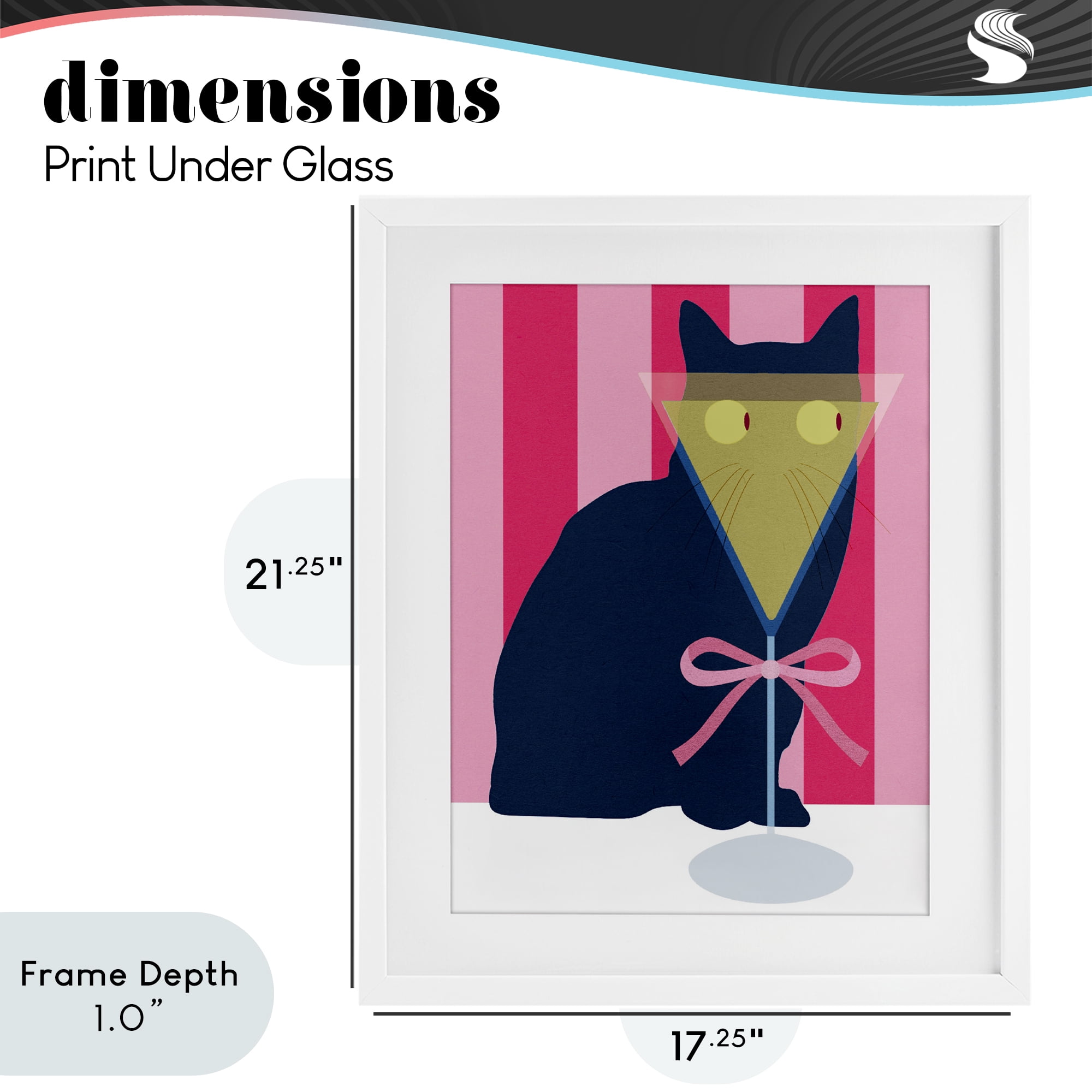Stupell Industries Playful Striped Cat with Martini White Framed Print Under Glass, design by Lil' Rue