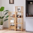 thumbnail image 6 of LELELINKY 4-Tier Tall Wooden Bookshelf with Storage, Industrial Modern Bookcase for Small Spaces, Living Room, Wood, 6 of 7