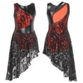 thumbnail image 3 of Vestido de baile de Jazz para niñas, sin mangas, escote redondo, estilo de telas combinadas, lentejuelas brillantes, dobladillo Irregular, traje de leotardos de baile, 3 of 5