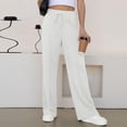 thumbnail image 6 of WTOBBY Women's Fashion Loose-Fit Solid Color Sweatpants with Pocketed Elastic Waist and Drawstring, Comfortable Sporty Pants for Casual Wear,White L, 6 of 6