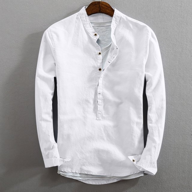 Top casual y cómodo de manga larga de color sólido con un solo pecho a la moda para hombres Pompotops oipoqjl28085