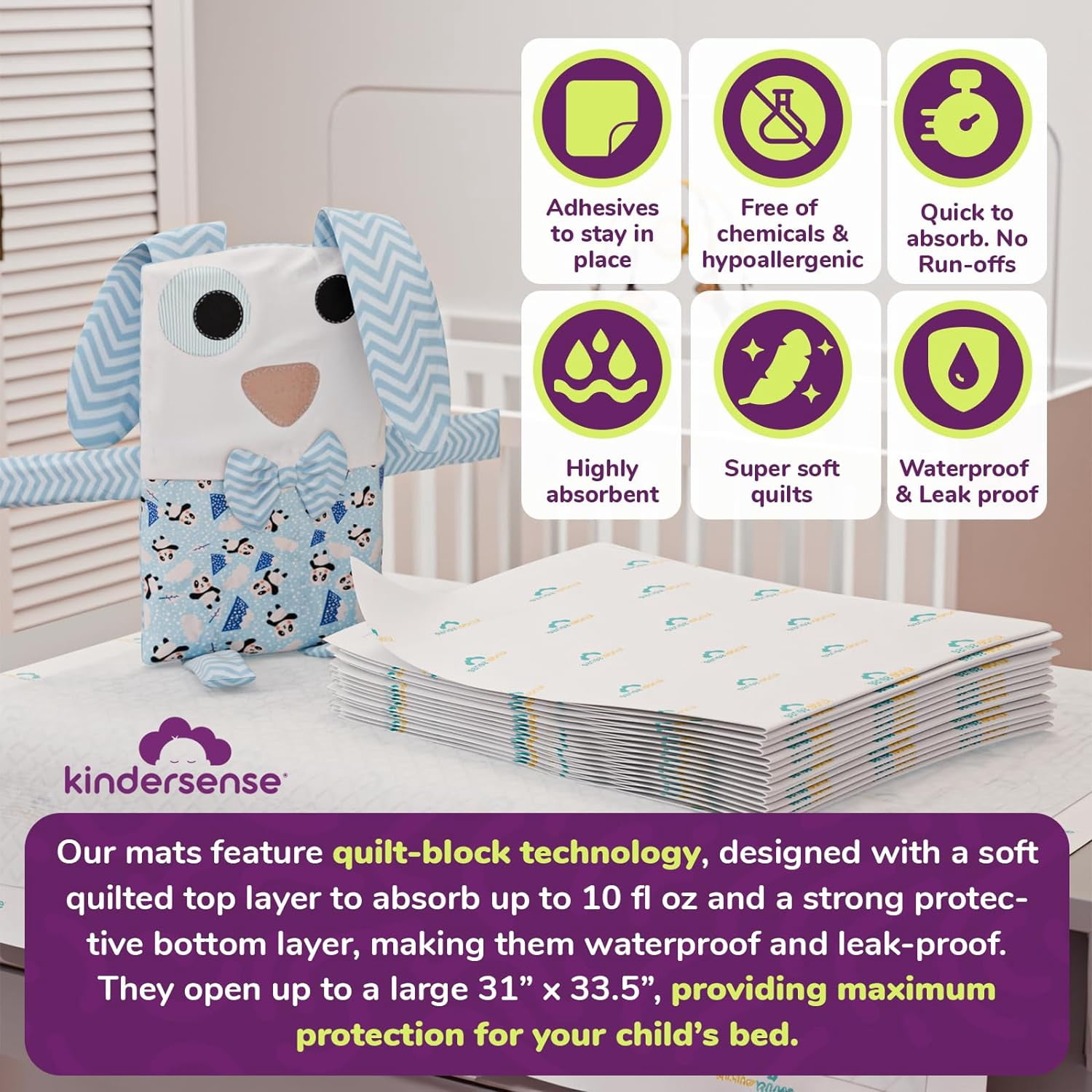 KinderSense Ultra Absorbent Disposable Bed Pads for Potty Training 36" x 30" (25 Count)