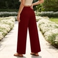 thumbnail image 6 of Women's Cotton Blend Pleated Straight Leg Pants, Elastic Waist, Side Pockets, Front Pleats, Relaxed Fit, 6 of 8