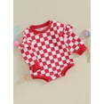 thumbnail image 2 of Bagilaanoe Newborn Baby Girl Oversized Romper Sweatshirt Long Sleeve Bodysuits Plaid Pullover 3M 6M 12M 18M Infant Casual Tee Tops, 2 of 8
