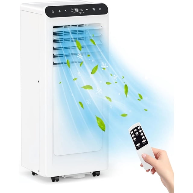 Ourlova Portable Air Conditioner 10000 BTU 3 in 1 Function (Cooling Dehumidifying Air Supply) 24 Hour Timer Remote Control Cools Rooms Up to 450 Square Feet
