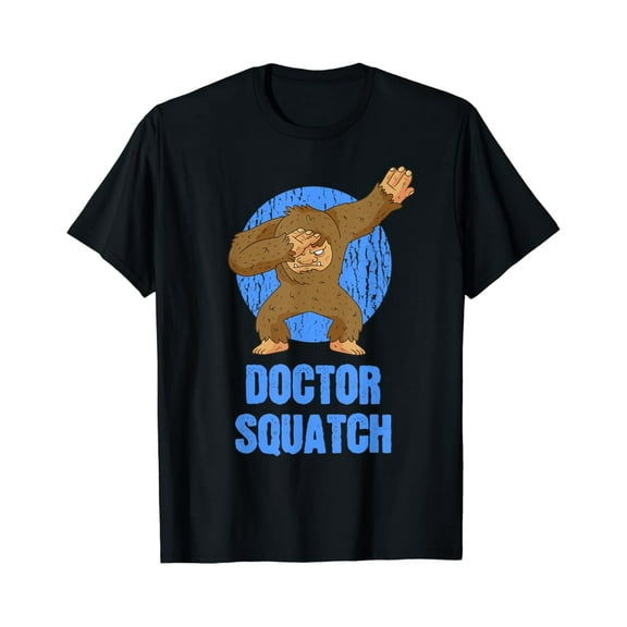 Sam Soft Dabbing Sasquatch Over Blue Circle - Doctor Squatch T-Shirt