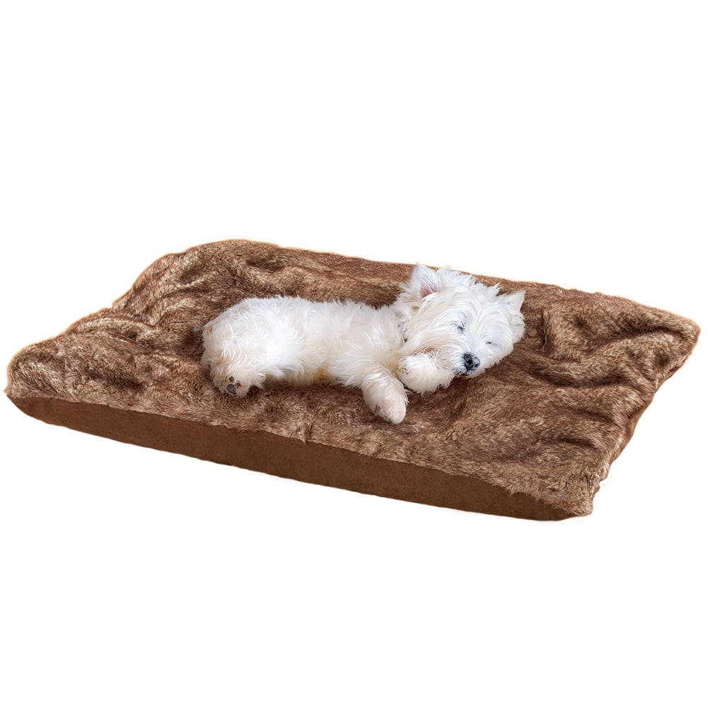 Collections Etc Brown Faux Fur Cozy Pet Bed Cushion Removable