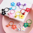 thumbnail image 4 of Flower Keychain Bell Charm Miniature Key Ring for Bags and Keys Multiple Candy Color Floral Pendant Keyring Accessory, 4 of 4