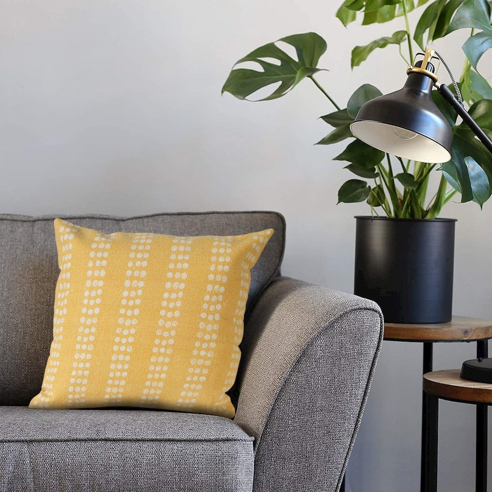 Lr Home Khloe Set of 2 Yellow 20" x 20" Dotted Stripe Cotton Adult Decorative Throw Pillow Set