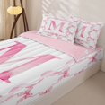 thumbnail image 3 of Homewish Girls Pink Bowknot Zipper Twin Comforter Sets with Fitted Sheet and 2 Pillowcases,Initial Alphabet M Zipper Bedding Set For Kids,Pink Reversible,4-Piece, 3 of 7