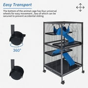 Betisef 4 Tier Steel Deluxe Small Animal Pet Cage Kit for Guinea Pig Ferret Little Rabbit with Wheels Brakes Hammock