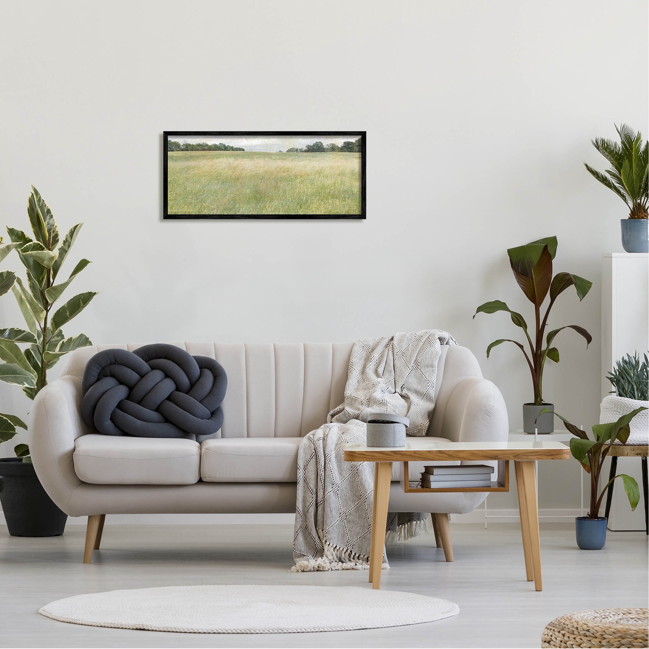 Vast Grassland Field Rural Scene Landscape Graphic Art Black Framed Art Print Wall Art