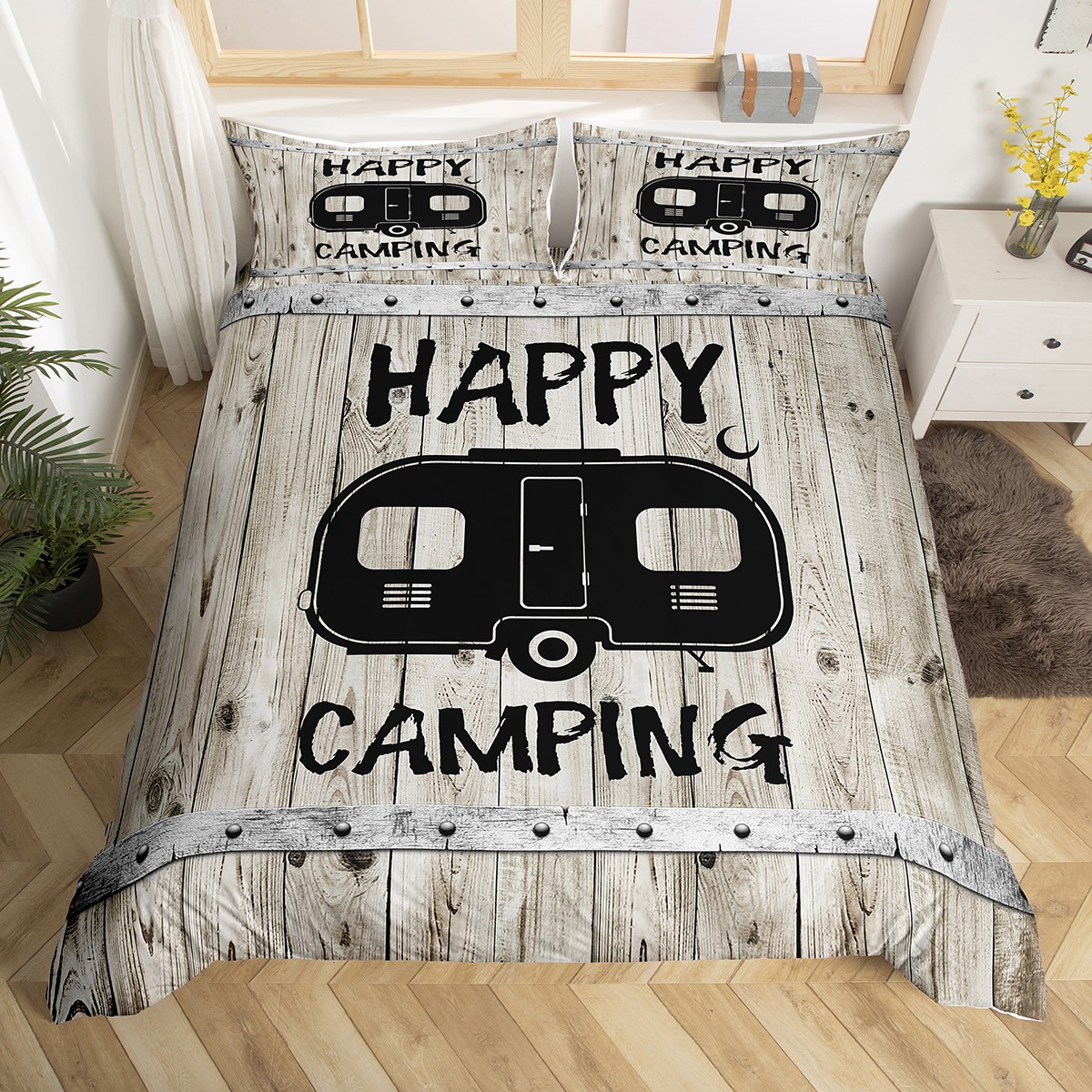 Happy Camping Bedding Set For Kids Boys Adults Men Western Camper Twin