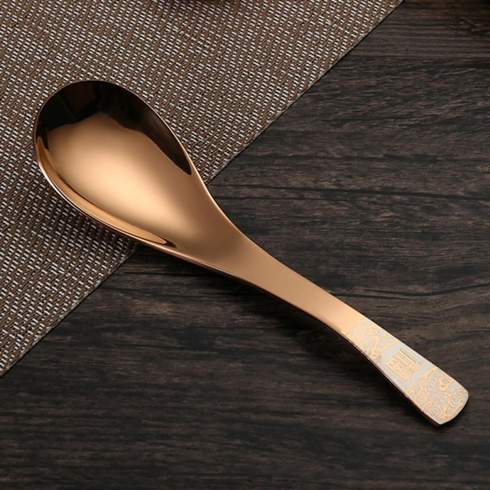 Gravy Ladle 5.6-inch Stainless Steel Table Spoons Dinner Spoon Thick Design Household Spoon 4 Pieces（contains 4 Colors） Sturdy and convenient for use 