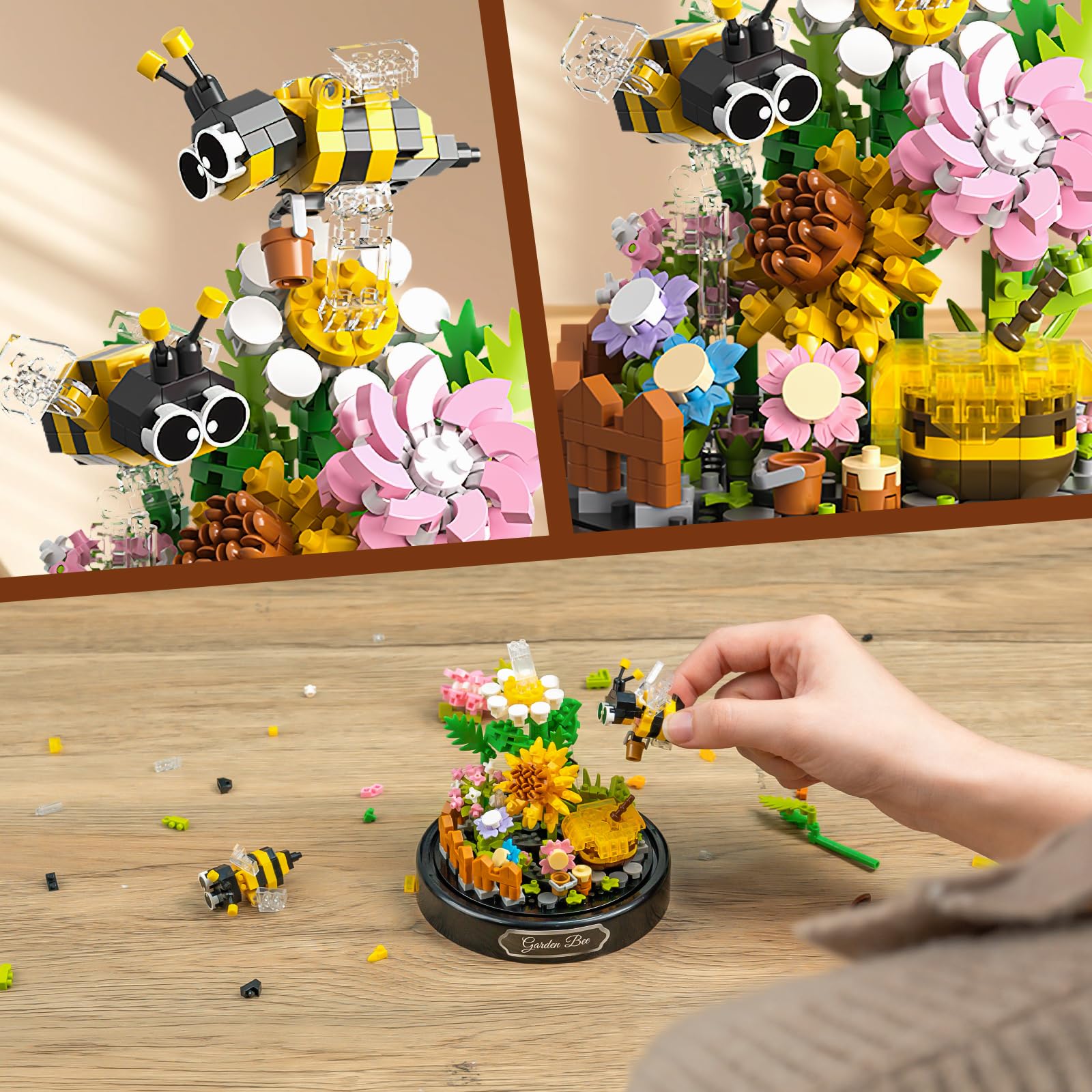 Flower Bouquet Building Sets, 588 PCS Animals Flowers Botanical Collection Mini Bricks Building Blocks Toy for Adults, Valentine's Day for Her Mom Women Wife Girlfriend