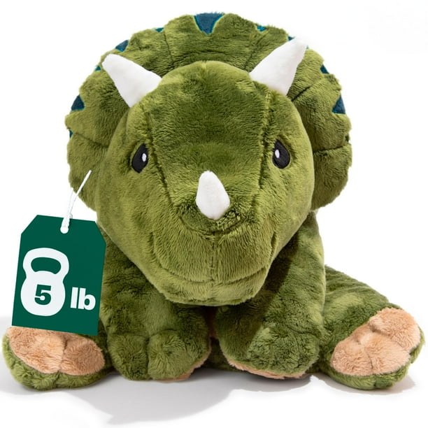 Brease Animal de peluche de dinosaurio verde con peso de 5 lb - Dino de peluche grande y lindo para un abrazo suave y tiempos de paz Compañero abrazable para niños y adultos Peluche pesado ideal para