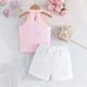 thumbnail image 4 of Odeerbi 9M-5Y Niñas Conjuntos de Verano Algodón Halter Tops Pantalones Cortos Conjunto de Dos Piezas Flor Sin Mangas Lazo, 4 of 9