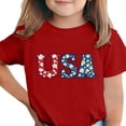 thumbnail image 2 of SGFCWSX Girls T-Shirts Short Sleeve 4th of July Patriotic USA American Flag Print Graphic Tees Red Size 9-10 Years, 2 of 6