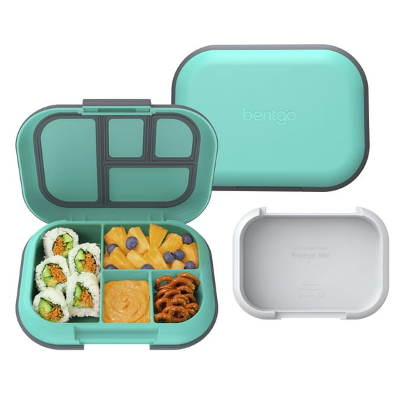Bentgo Chill Kids Leak-Proof Lunch Box - 4-Compartment Bento Box with Built-In Ice Pack, 3.3 Cup Capacity, PFAS & BPA-Free, Microwave & Dishwasher Safe, Ideal Size for Ages 3 to 7 (Electric Aqua)