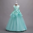 thumbnail image 4 of qucoqpe Flowers Girls Dresses Maxi Puffy Tulles Bow Crew Neck Ruffle Skirt Solid Wedding Ball Evening Gown Long Dresses for Kids, 4 of 6